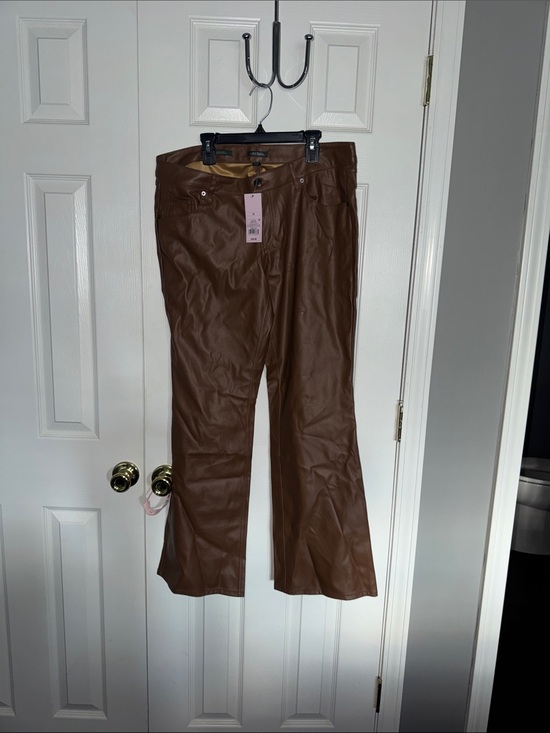 wild fable Denim - wild fable Brown Faux Leather Flare pants